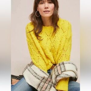 Anthropologie | Sleeping on Snow Bright Lights Pullover Open Knit Alpaca Sweater